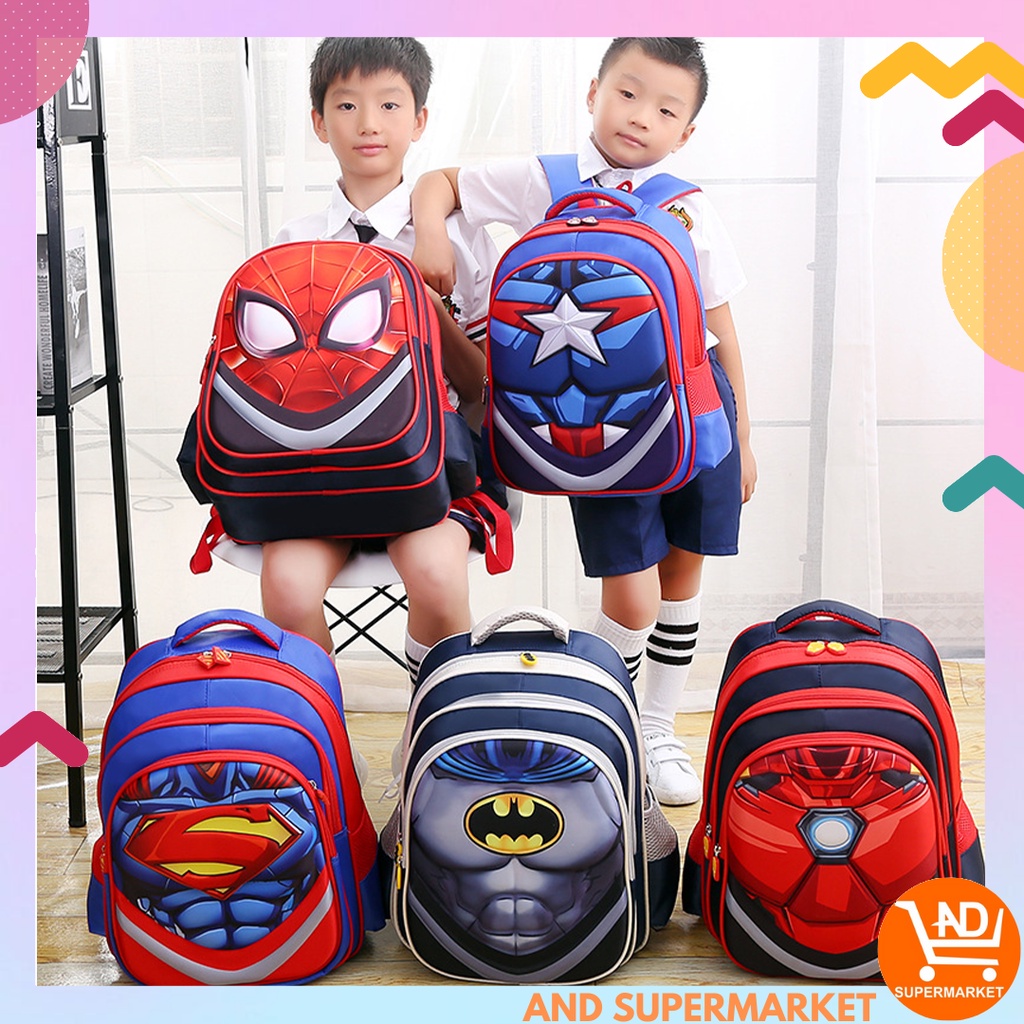 Tas Sekolah Anak Laki-Laki 3D Import Backpack TK SD Anak Cowok Motif Karakter Uk Besar &amp; Luas T154