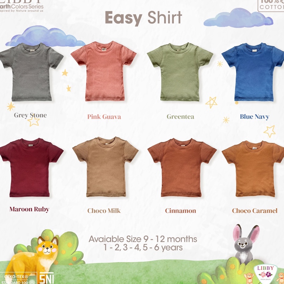 LIBBY Earth Color Easy Shirt (1PCS /Pack) Atasan Kaos