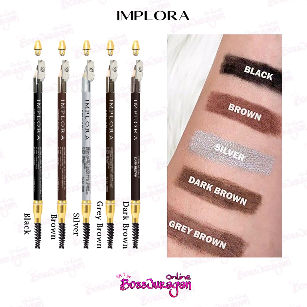 (BOSS) BPOM PENSIL ALIS IMPLORA - Brown | Black | Grey Brown | Silver | Dark Brown