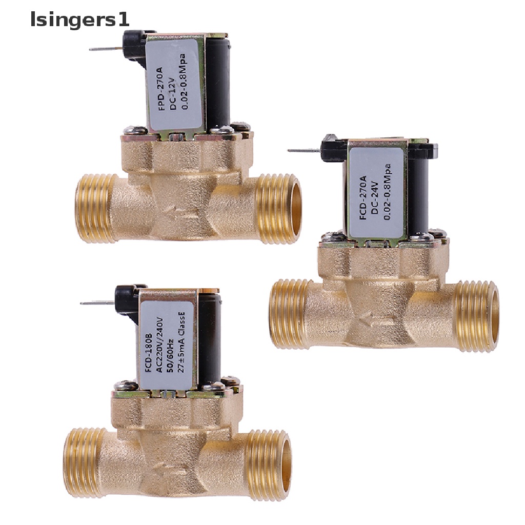 (lsingers1) G1 / 2 &quot;Katup Solenoid Elektrik DC 12v 24v AC220v Bahan Kuningan Untuk Pemanas Air Tenaga Surya