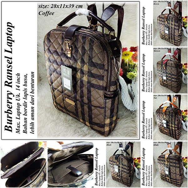 GRATIS ONGKIR TAS RANSEL WANITA IMPORT BRANDED BB BURBERRY BORDIR LAPTOP BACKPACK AA091