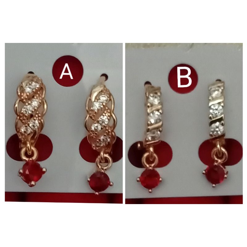 RPP77. Anting xuping wanita lapis emas dgn mata zircon