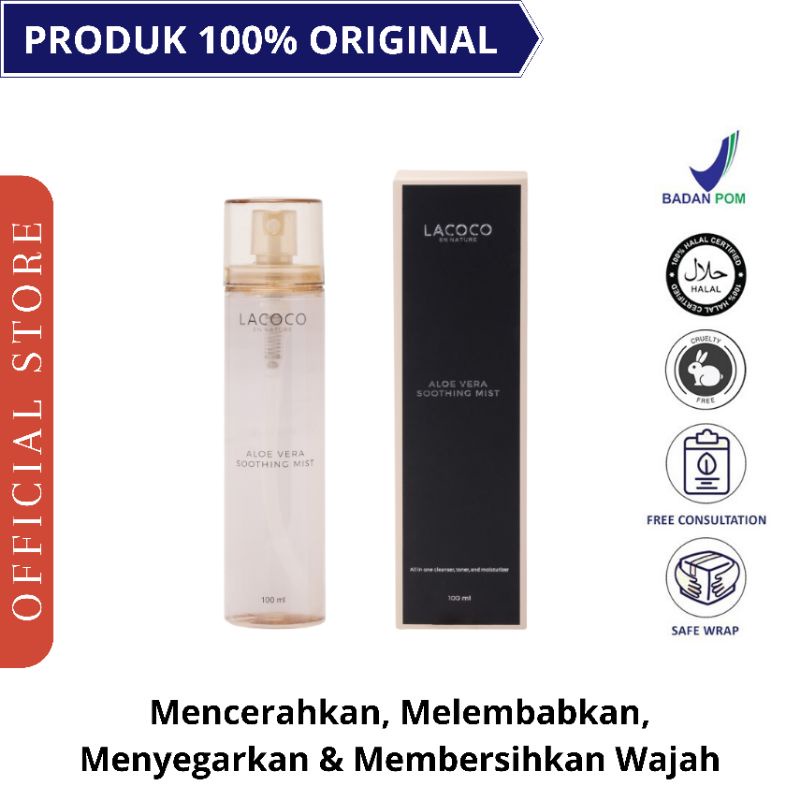 LACOCO ALOE VERA SOOTHING SPRAY, Perawatan Kecantikan Wajah Toner Facemist Moisturizer, Penyegar Spr