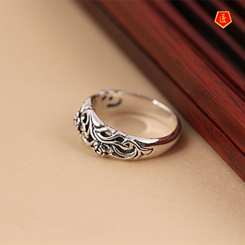 [Ready Stock]Vintage Silver Black Rose Ring