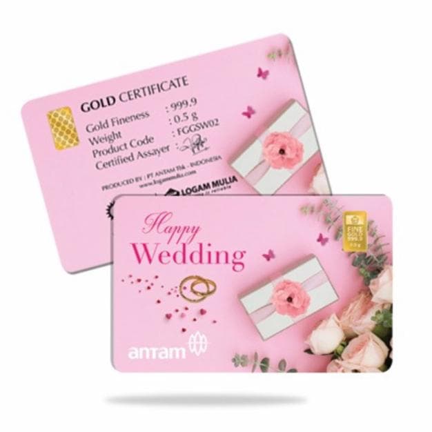 Terlaris Emas Antam Gift Series Happy Wedding 0,5 Gram Ms
