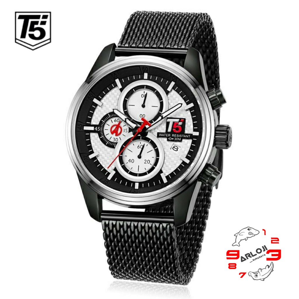 Arloji_Surabaya • Jam Tangan T5 H3721 Analog Original Rantai Stainlees Crono Aktif