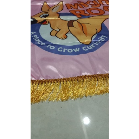 Cetak Bendera Renda Emas & Silver Suir Rumbai warna Gold Silver 90cmx135cm CUSTOM