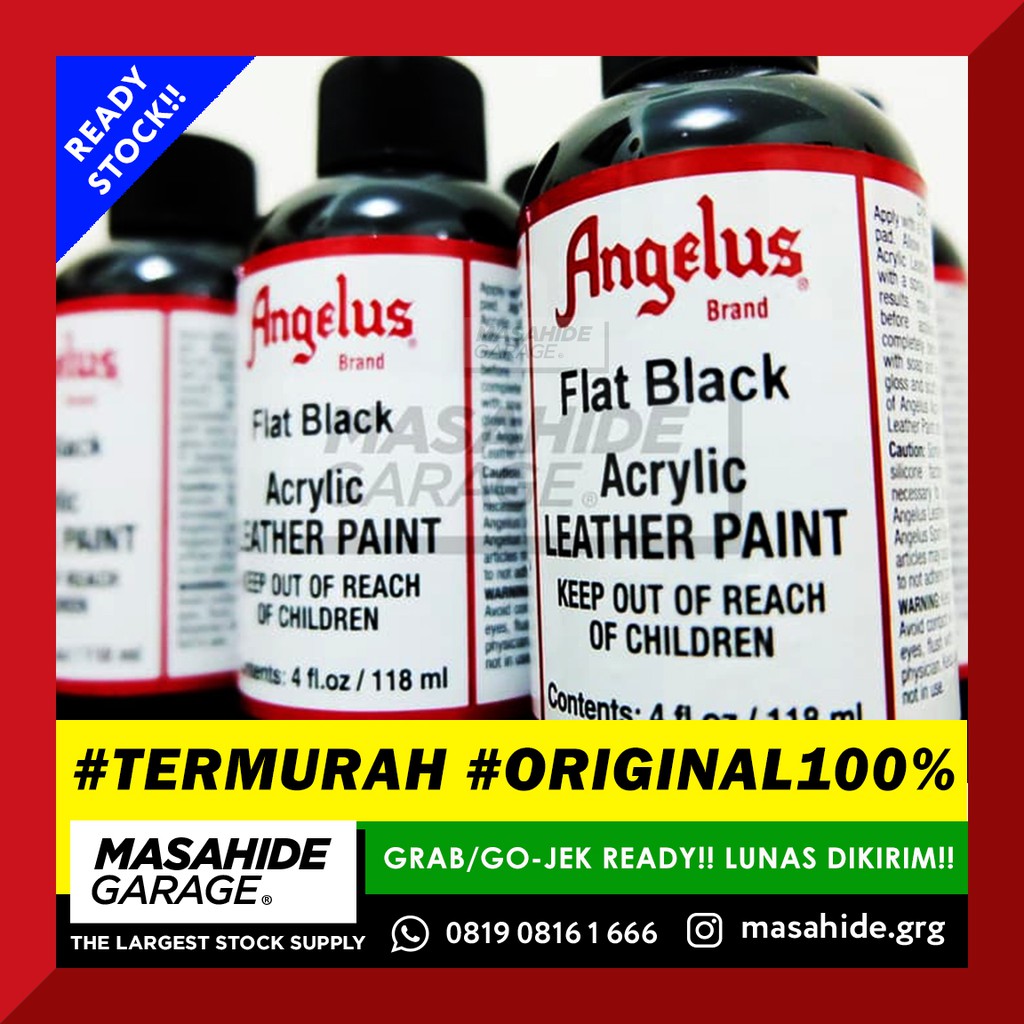  FLAT BLACK Angelus Paint  4oz 118ml CAT SEPATU  