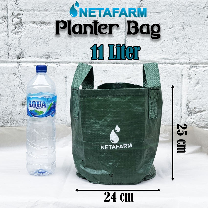 Planter Bag 11 Liter Hijau Kantong Pot Tanaman 2 Handle NETAFARM EG