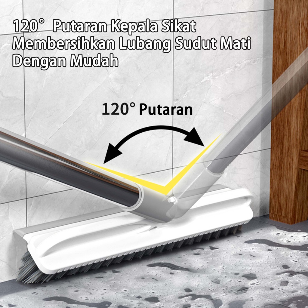 Sikat Lantai Wiper Pembersih Lantai Dinding Kamar Mandi Gagang Panjang Portable Sapu Lancip