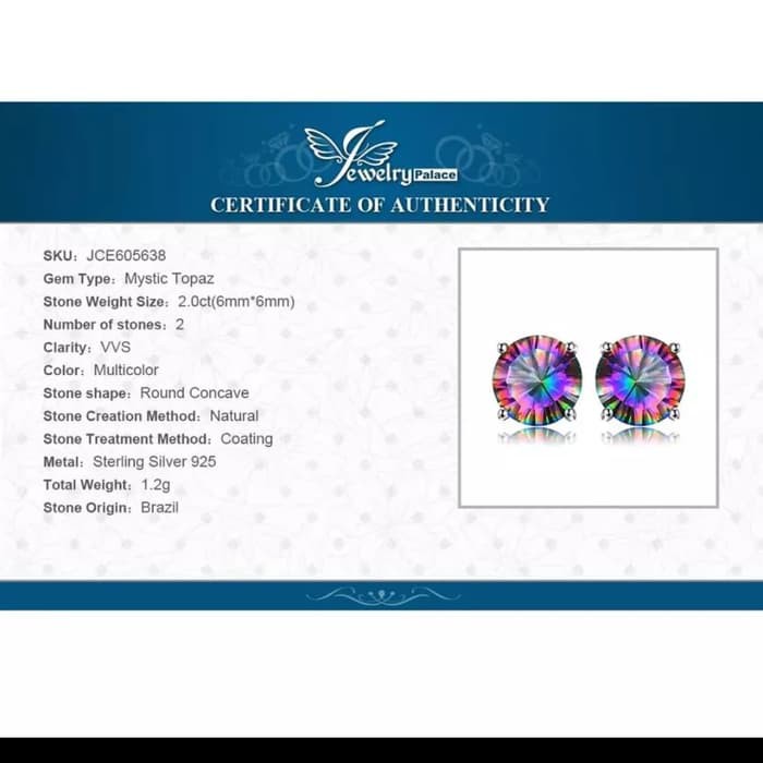 ANTING SILVER MISTIK TOPAZ RAINBOW PREMIUM SUPER CANTIK FASHION 925