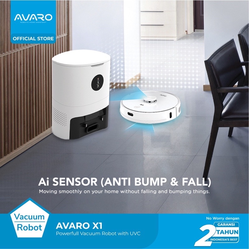 Robot Vacuum Cleaner Avaro X1 Sapu Pel Vakum with Auto Empty Station