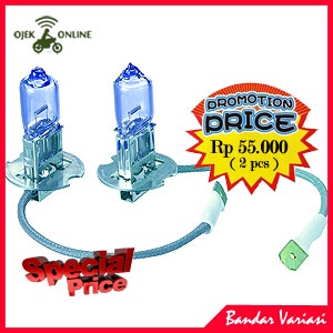 Bohlam H3 Xenon 12V Halogen Kaca Coating White Blue Yellow