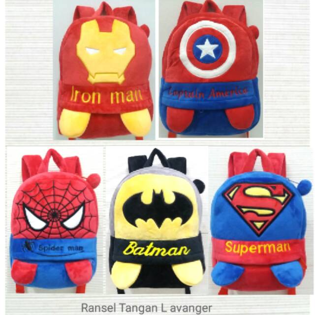 Tas ransel besar anak tk sd smp 35cm ironman kapten spiderman batman superma ransel sekolah