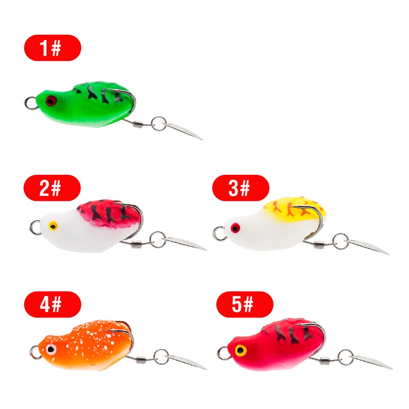 1 Pc Umpan Pancing Soft Bait Bentuk Katak Ukuran 3cm / 4g 5 Warna