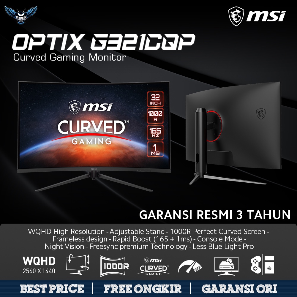 LED MSI OPTIX G321CQP 32&quot; Curve 1000R 2K 165hz 1ms | Gaming Monitor