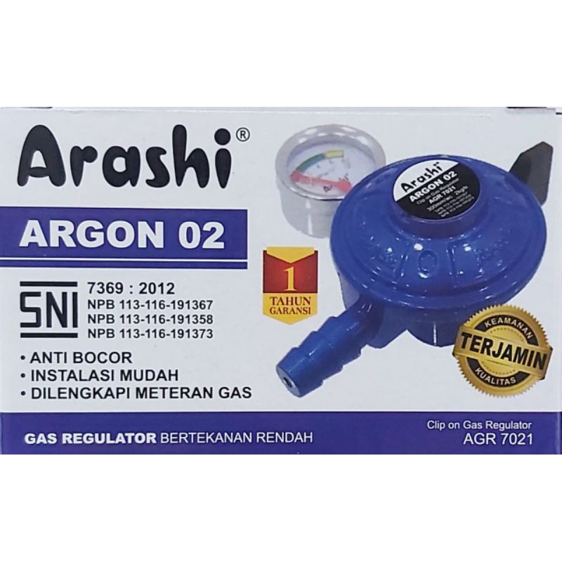 Regulator Gas LPG + meter Tabung 3kg Arashi