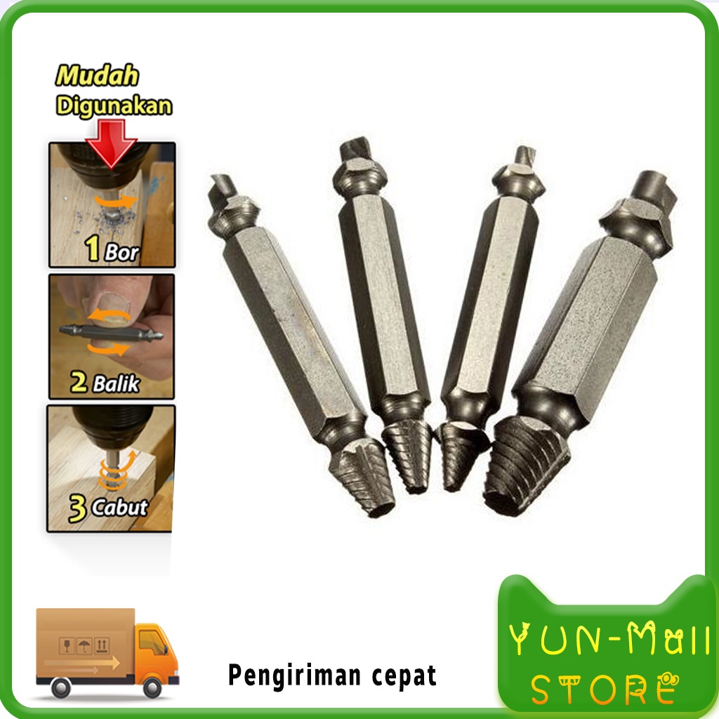 【COD+Pengiriman Cepat】YUN Alat Pembuka Baut Rusak Patah Dol / Screw Extractor Sekrup Remover Pencabut Skrup