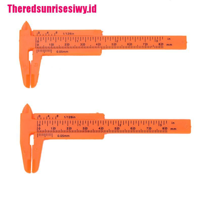 【Theredsunrisesiwy.id】New 1Pc Mini Plastic Ruler Sliding 80mm Vernier Caliper Gauge Measure Tools