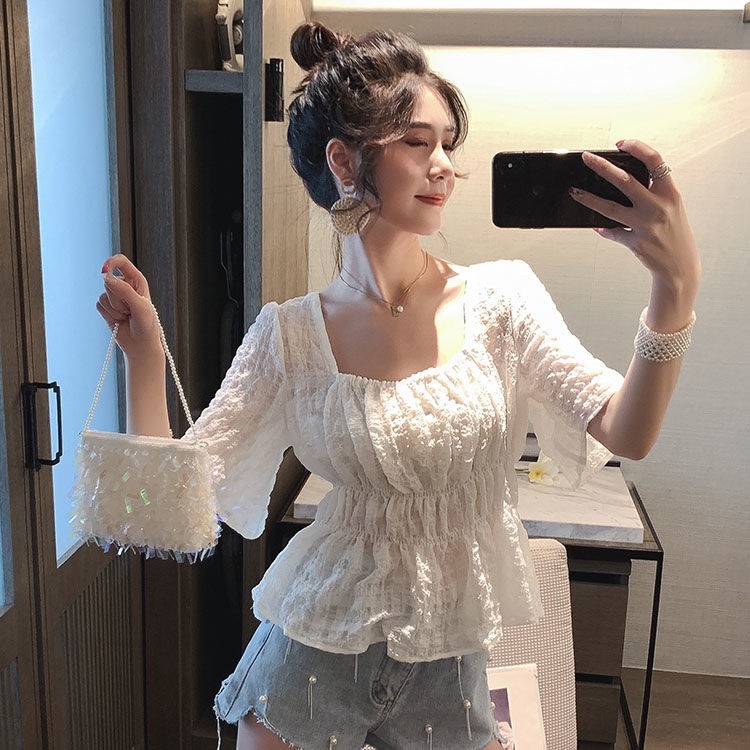 A060201Wanita Lengan Panjang Sifon Elegan Kasual Longgar 