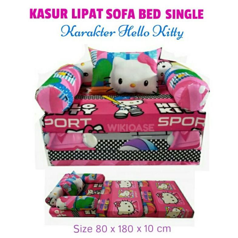 Kasur Anak Perempuan Single Lipat Karakter Hello Kitty  Katun Kembut Murah Busa Yellow Awet
