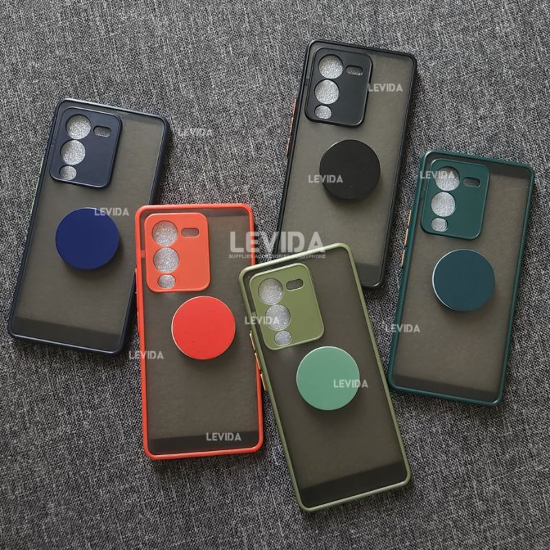 Vivo V25 Pro Case Dove Matte Protect Kamera + Ringstand / Pop Socket Lanyard Case Tali Vivo V25 Pro