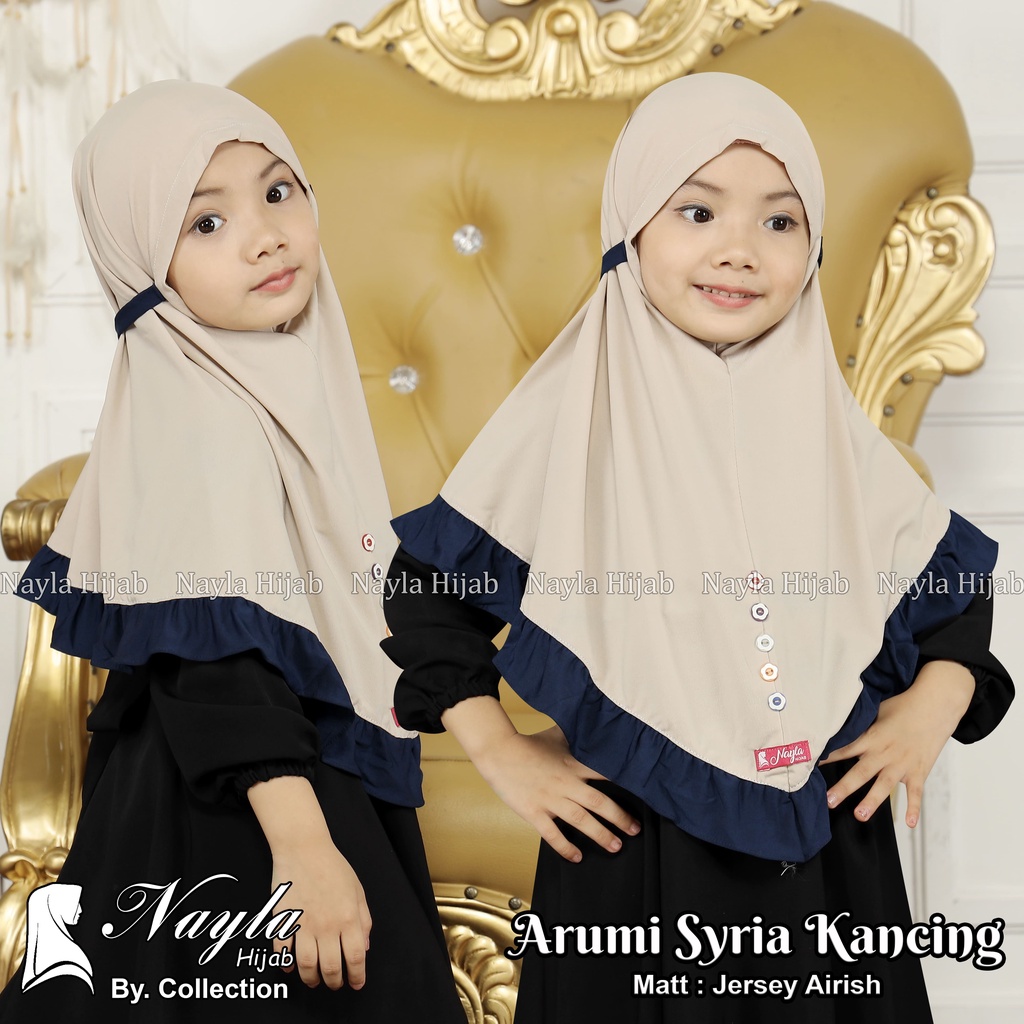 Kerudung Anak Instan Model ARUMI KANCING Jersey Airis Hijab Anak Jersey Original Nayla Hija'b