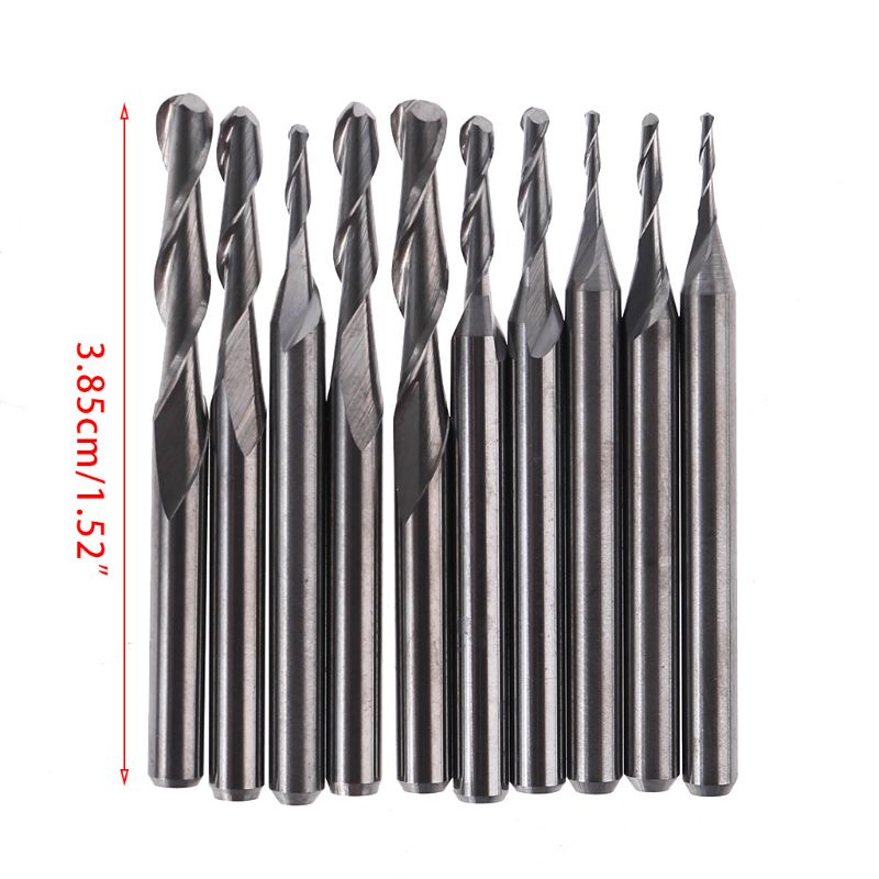 Cre 10pcs Mata Profil Carbide Cnc 1 / 1.5 / 2.0 / 2.5 / 3.175mm