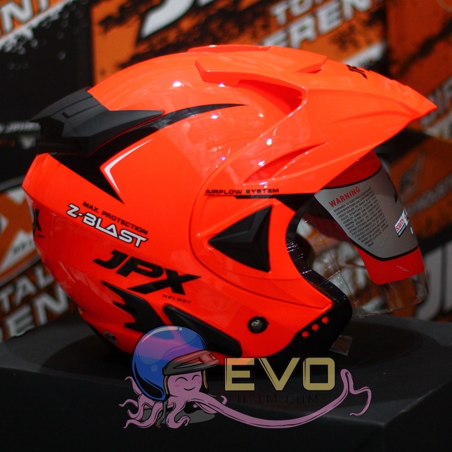 HELM JPX HALFFACE_JPX Z-BLAST - FLUO RED GLOSS ( ONGKIR 2KG) JPX HALFFACE JPX SEMICROSS JPX ZBLAST