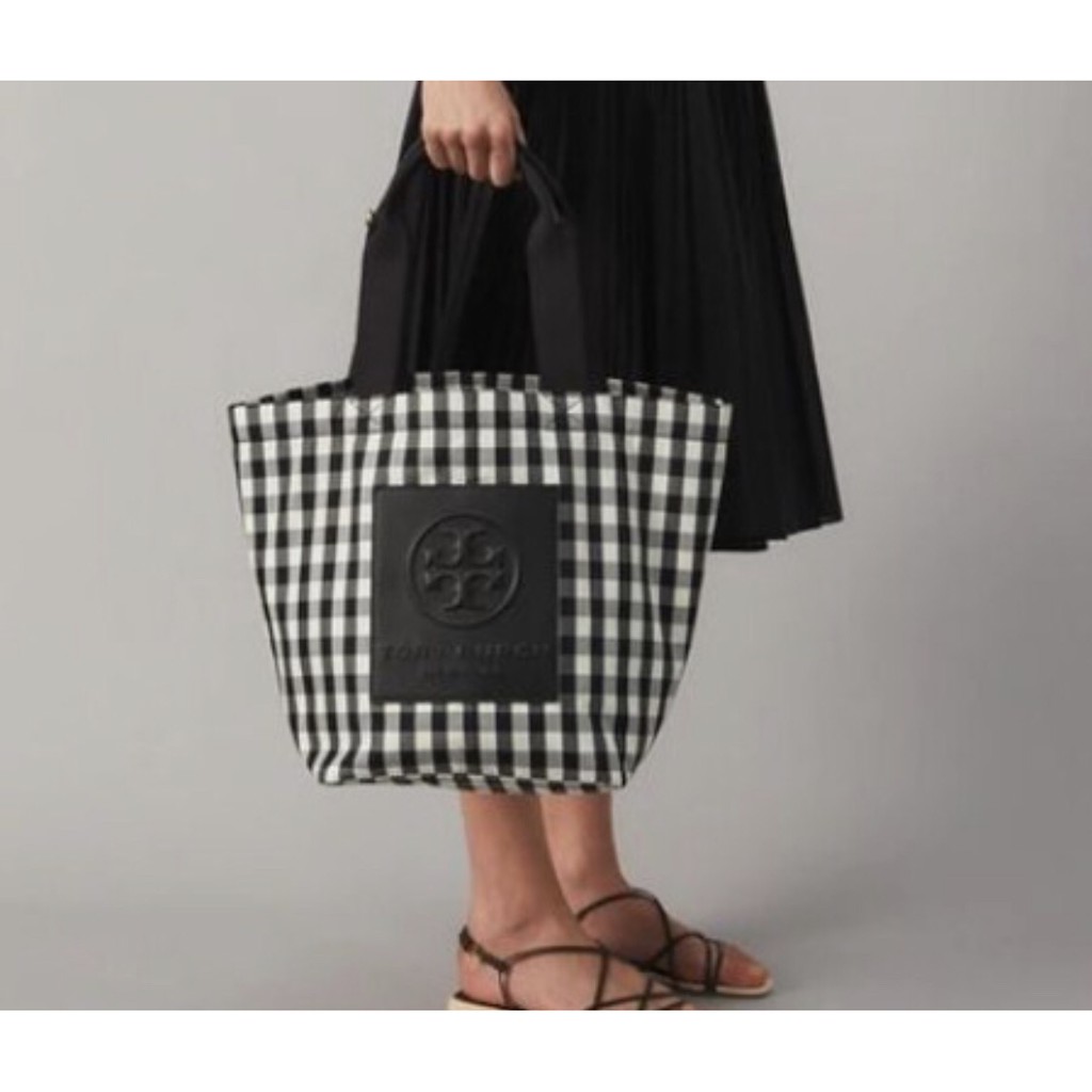 Tory Burch Piper Gingham Small Square Tote Bag - ORIGINAL 100%