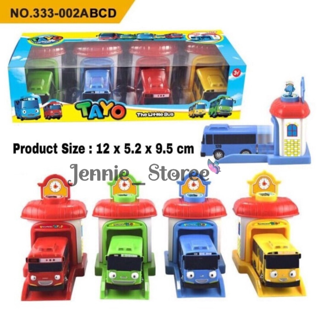 Mainan Mobil Tayo Garasi 4pcs Pelontar The Little Bus Tayo Garage