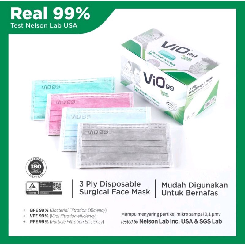 Vio Mask Hijab Masker Vio 3 Ply 50's Perbox isi 50 pcs Masker Kualutas Premium