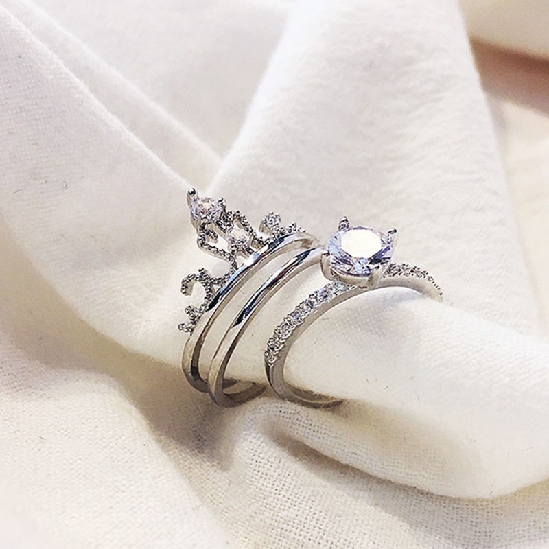 Cincin Bentuk Mahkota Gaya Korea Adjustable Untuk Pasangan