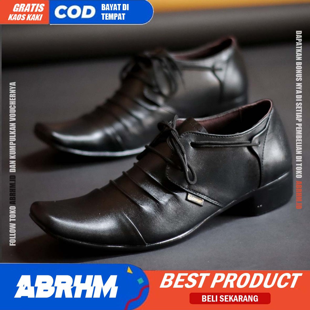 ABRHM x REMPEL Sepatu Formal Pria Sepatu Pantofel  Sepatu Pria Casual Kulit Asli Sepatu Kasual Oxford Kerja Kantor Kuliah Kondangan Gaya Keren Kekinian Original Murah Terlaris