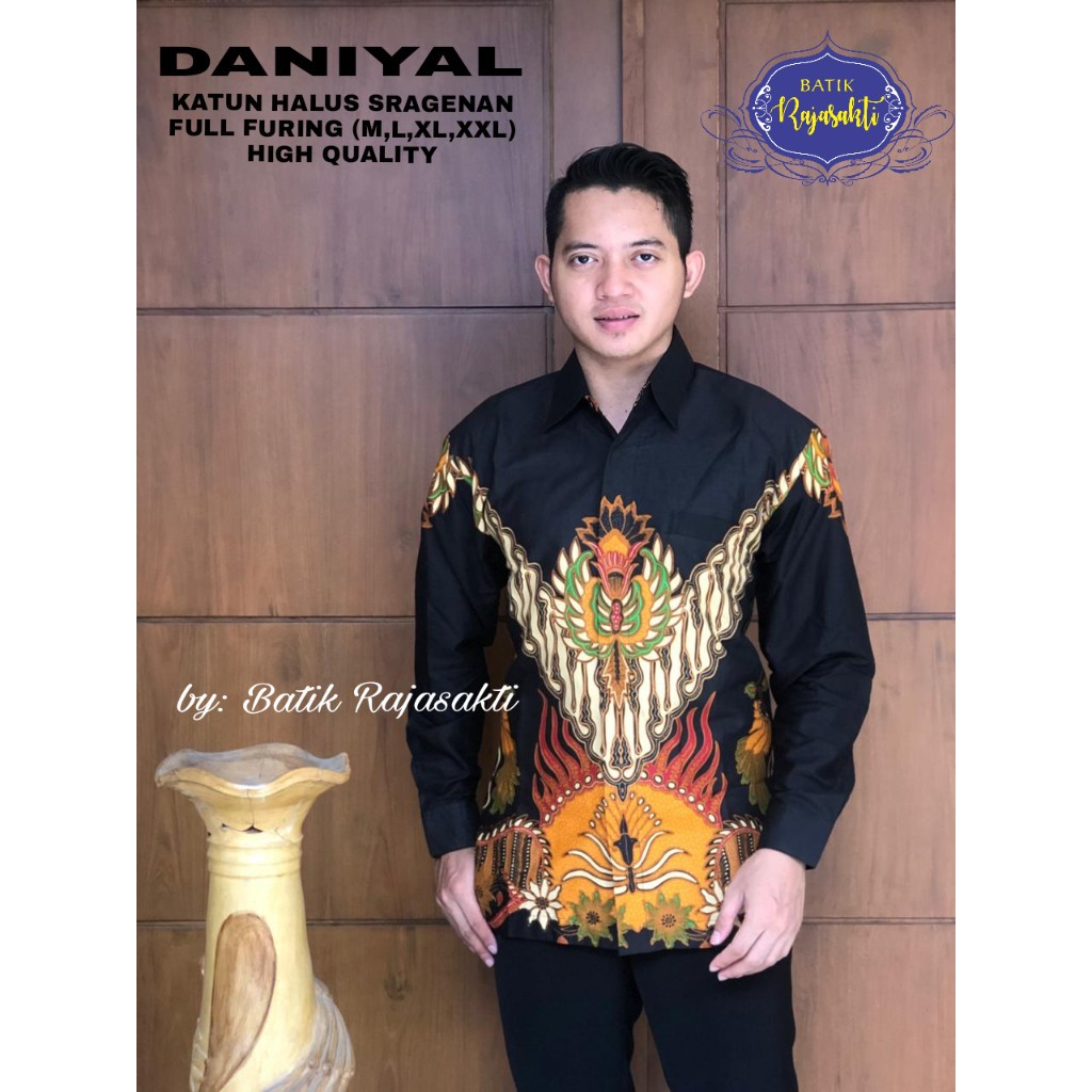 DANIYAL Kemeja Batik Pria Lengan Panjang Katun Halus FULL FURING Rajasakti