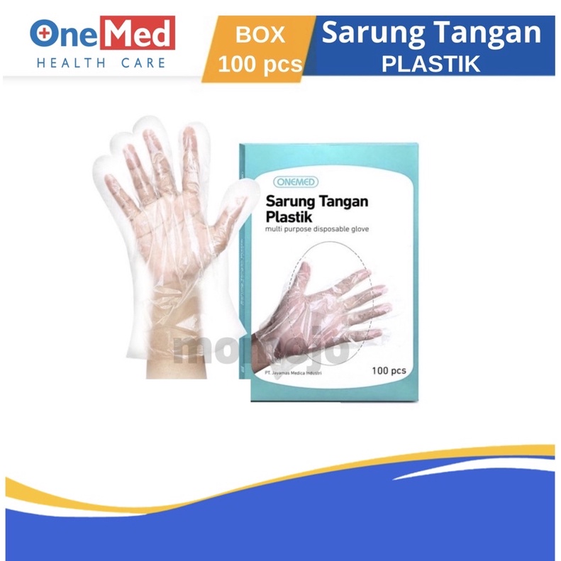 SARUNG TANGAN PLASTIK ONEMED KEMASAN BOX ISI 100 PCS