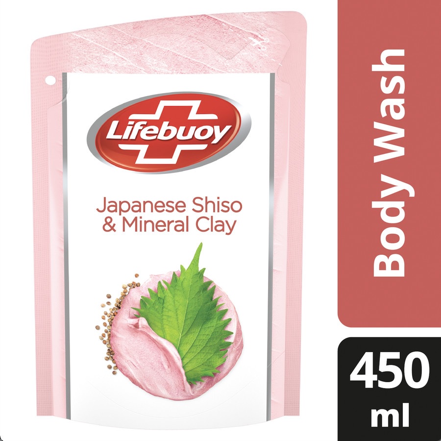 SABUN MANDI CAIR LIFEBUOY JAPAN SHISO &amp; MINERAL CLAY 450ML BODY WASH