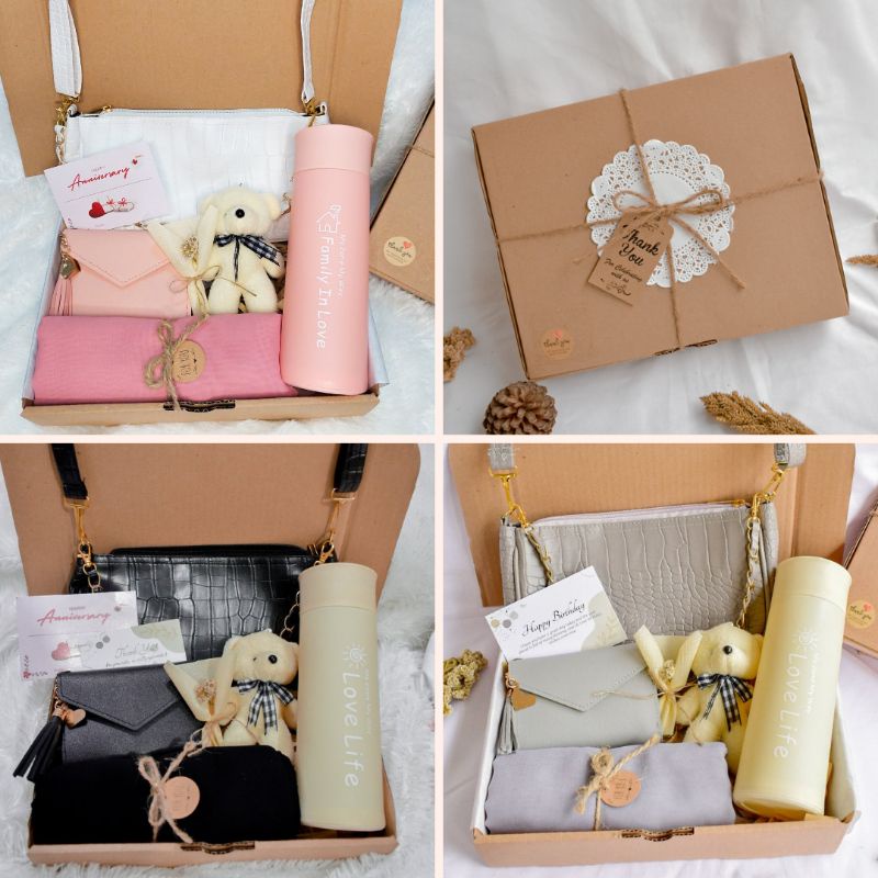 [Pink White Uhuy] Hampers Giftbox Tas Kado Ulang Tahun Cewek Kado Pernikahan