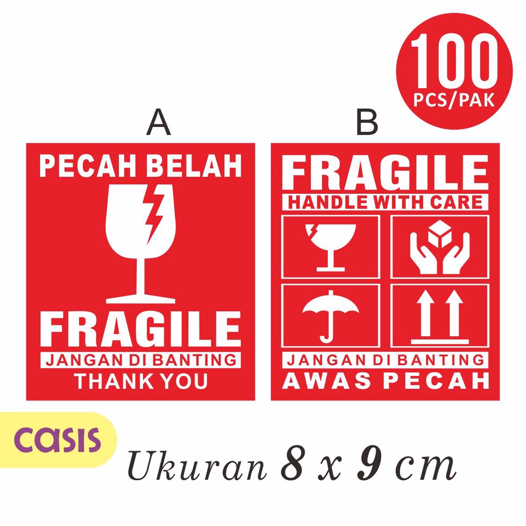 

stiker fragile 8 x 9 cm handle with care - CASIS