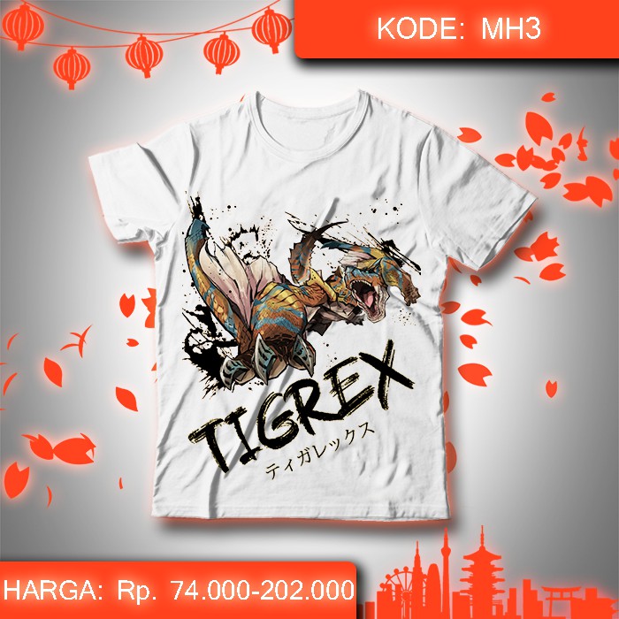 Baju Kaos Game Monster Hunter World - Tigrex Baju