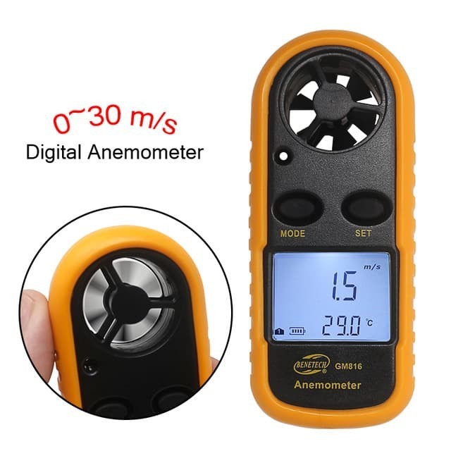 Anemometer Digital Pengukur Kecepatan Angin Alat Ukur Suhu Thermometer