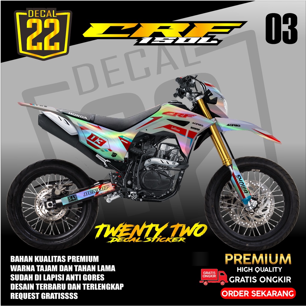 DECAL STICKER CRF 150 FULL HOLOGRAM DEKAL STIKER CRF FULL BODY (BISA CUSTOM) KODE 03