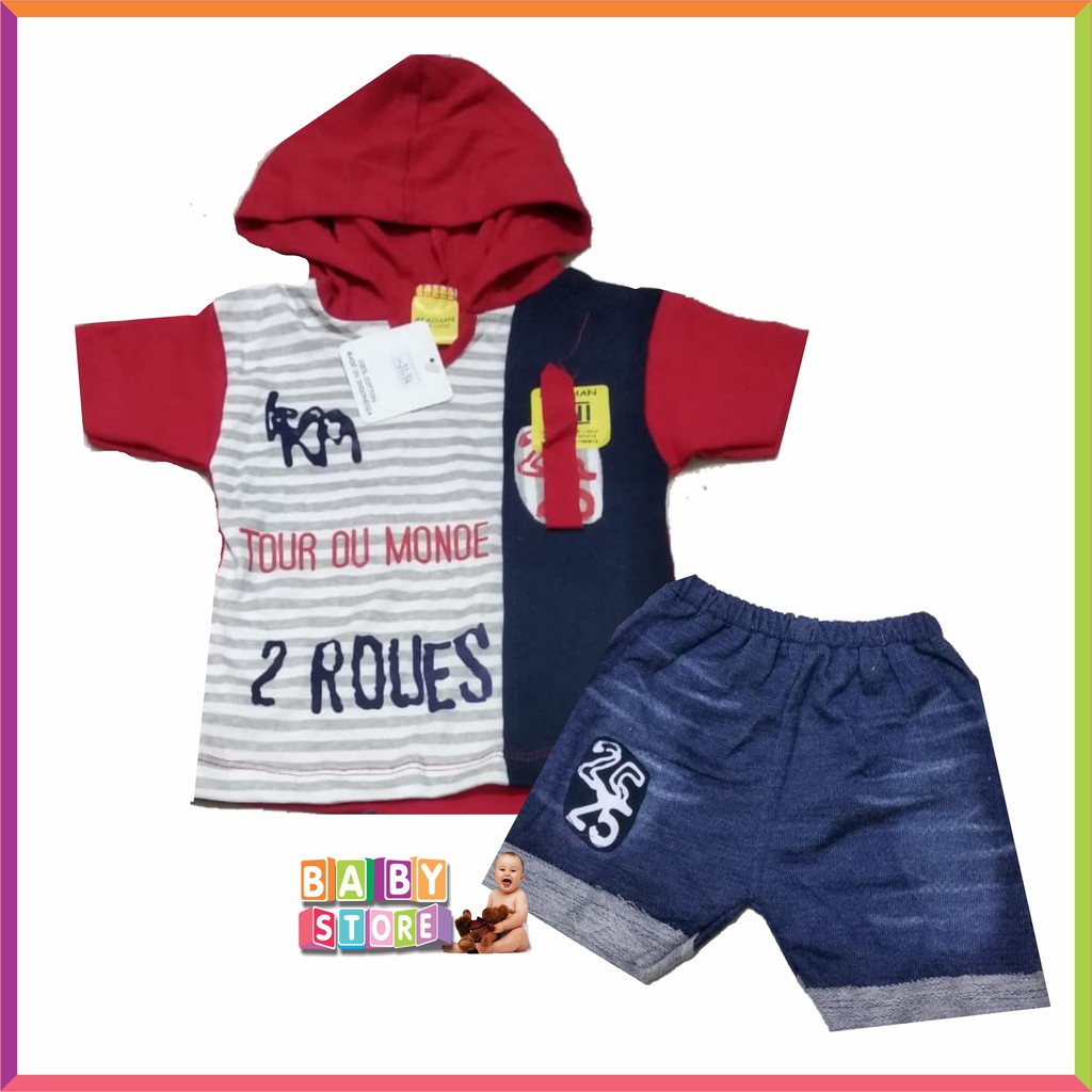 ❤ FashionBabies ❤ SETELAN CELANA PENDEK / SETELAN TOPI BAYI LAKI-LAKI / BABY BOYS PANTS TEE ALLSIZE