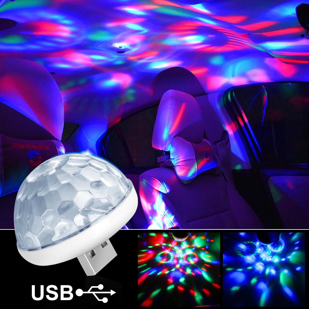 LAMPU REFLEKTOR PROYEKTOR DISKO MOBIL SENSOR MUSIK USB