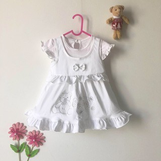 Setelan dress bayi  bando karet celana  Baju bayi  putih 