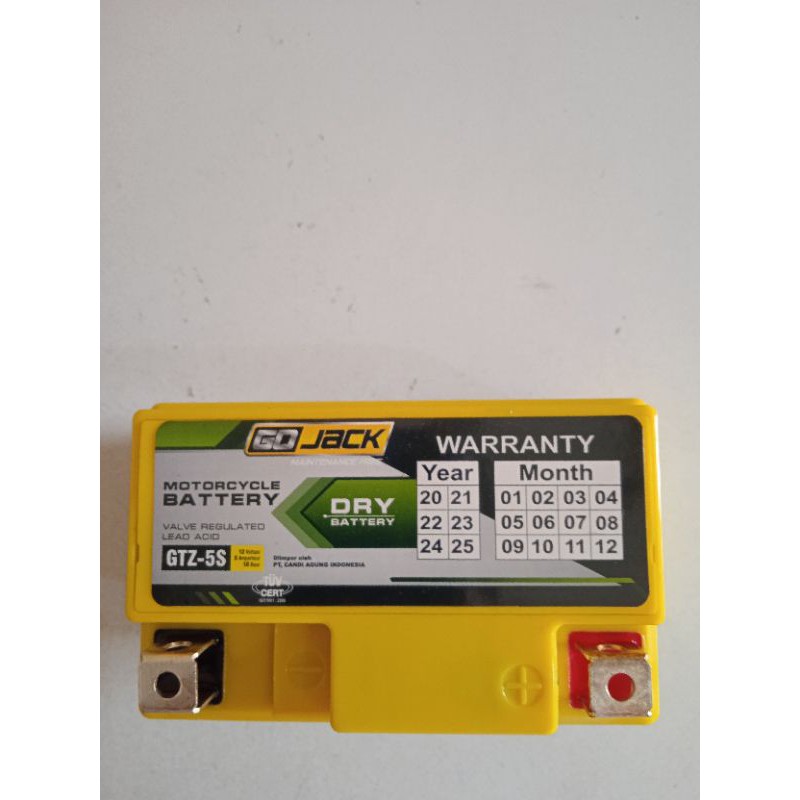 Aki kering motor Gojack GTZ5S 100℅ original