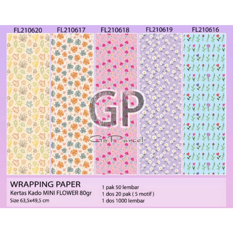 ( 5 Lembar ) KERTAS KADO FLOWER BUNGA VL - GIFT WRAPPING PAPER BUNGA MAWAR / ROSES BLOSSOM / RED ROSES / PURPLE ROSE / BUNGA KEMBANG MEKAR