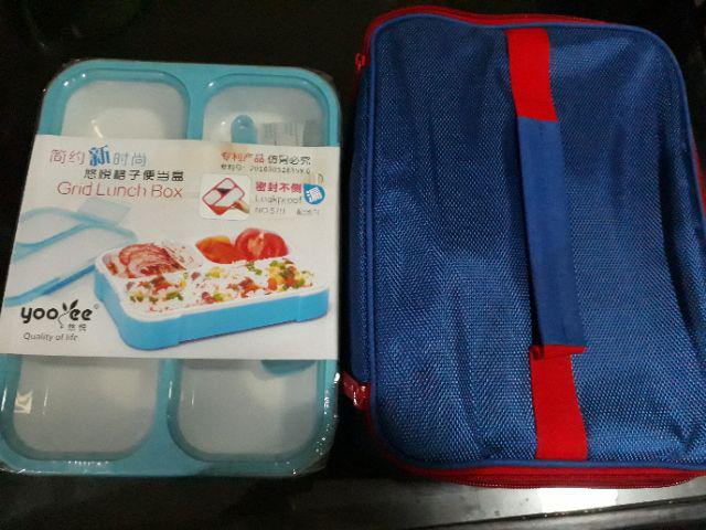 Kotak Makan Lunch Box Yooyee 3 Sekat / Grid Leak Proof / Anti Bocor Bento / Kotak Bekal