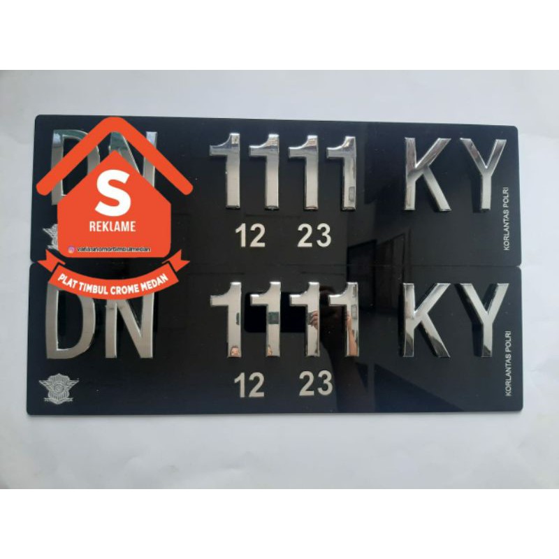 PROMO Plat nomor Mobil Timbul Mewah Crome Cembung