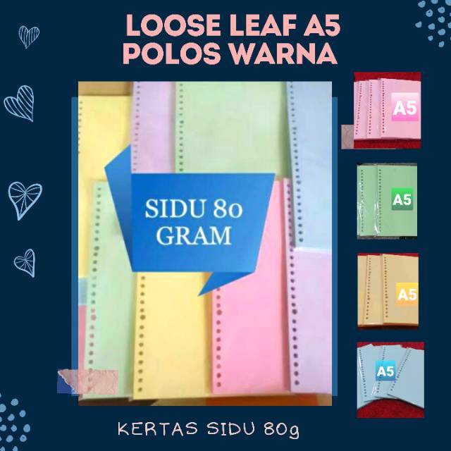 

Loose Leaf Warna Polos A5 20 Lubang 50 Lbr 80gram